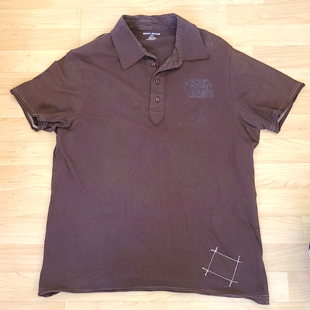 DKNY Jeans Brown Polo Shirt Size M